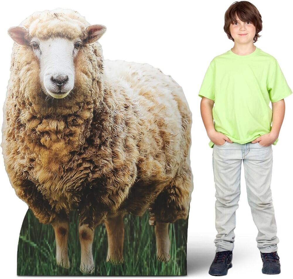 Lifesize Sheep Cardboard Cutout Standup Prop 4 ft Easter Nativity Scene Party